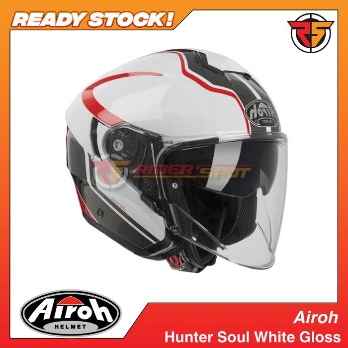 Jual Helm Airoh Hunter Soul White Gloss Half Face Daily Helmet