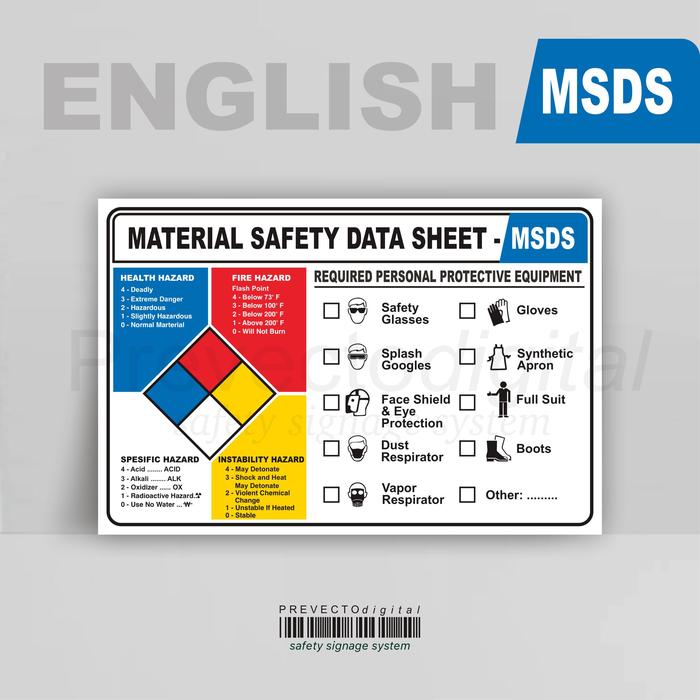 Gambar Sticker Safety Sign K3 Indentifikasi Lembar Data Keselamatan Bahan LDKB / Material Safety Data Sheet MSDS - English, 30x45cm dari prevecto digital undefined Tokopedia