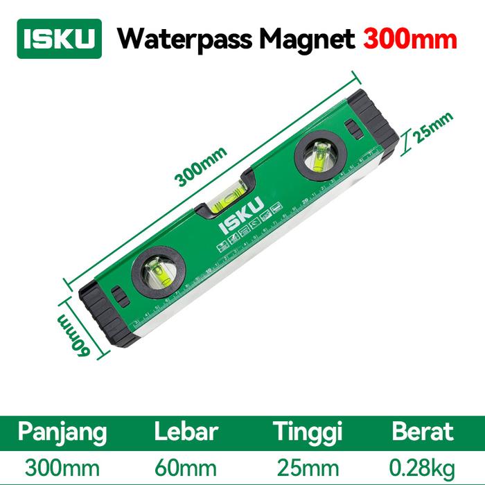 Gambar ISKU waterpass magnet Spirit Level Bahan paduan aluminium Ukuran 24 Inch 30 40 50 60 80 300mm- 100cm - 30CM dari PERKAKASKU.ID TOKOPEDIA undefined Tokopedia