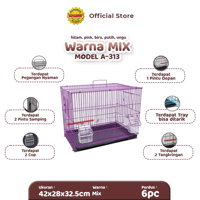 Gambar KANDANG BURUNG OCTAGON A-313 Ukuran 42x28xH:32.5cm - MIX dari Octagon Pet Indonesia undefined Tokopedia
