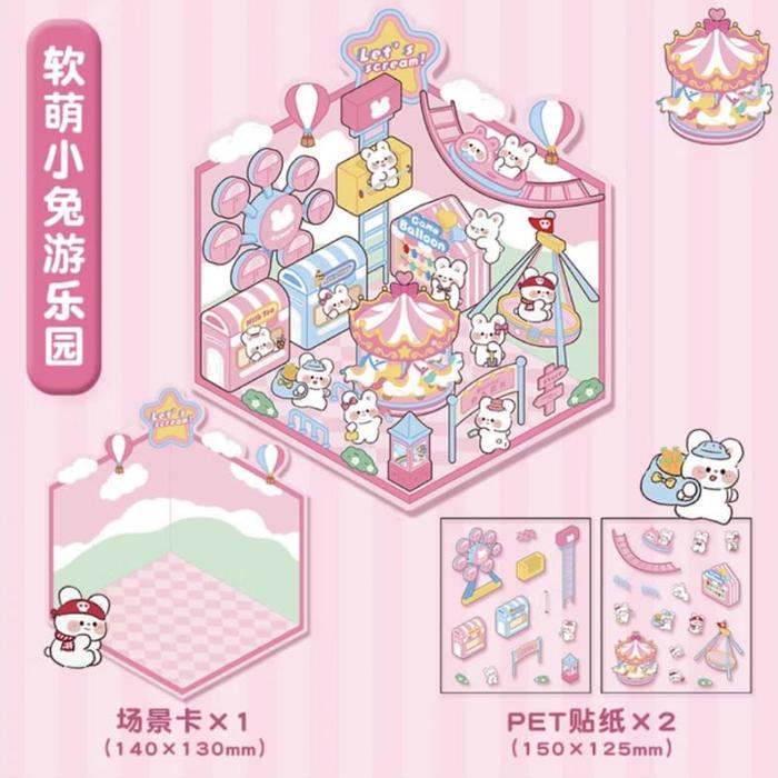 Gambar (NEW) Viral DIY Sticker 3D Premium Decoration Room Creative / Stiker Dekor Ruangan Mainan Anak Korea - Rabbit Park dari Bonbon Mini Mart undefined Tokopedia