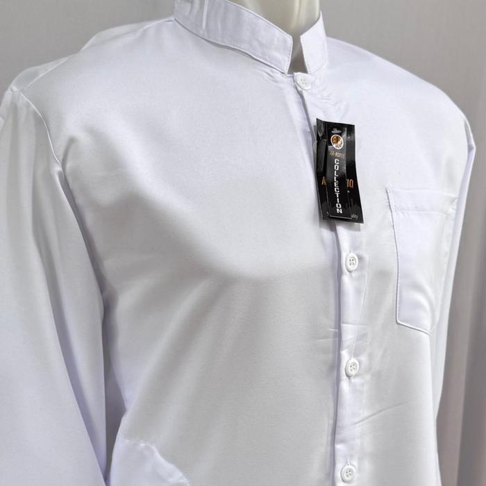Gambar Kemeja Semi Safari Bali / Baju Koko Lengan Panjang Dewasa - Putih, M dari batikbintangmas undefined Tokopedia