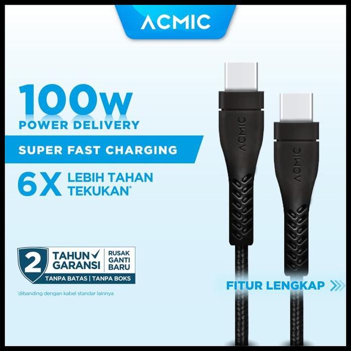 Gambar Acmic Pdc100 Power Delivery (Pd) 100Cm Cable Usb Type C To Usb Type C Good Quality - Black dari Agut Tras undefined Tokopedia