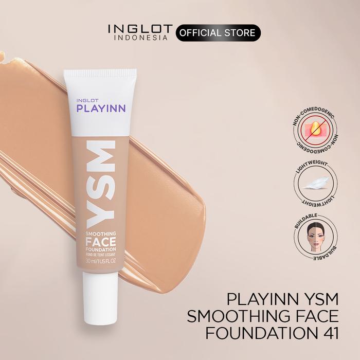 Gambar INGLOT Playinn YSM Smoothing Face Foundation Shade 41 - Lightweight, Silky Matte Finish, Medium Buildable Coverage, Non-Comedogenic, 30 ml dari INGLOT Indonesia undefined Tokopedia