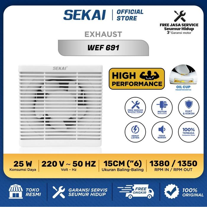 Gambar SEKAI Wall Exhaust Fan WEF1290 Exhaust Tipe Dinding 30 Cm WEF-1290 - 6 inch dari Sajun Electronic Tangerang undefined Tokopedia
