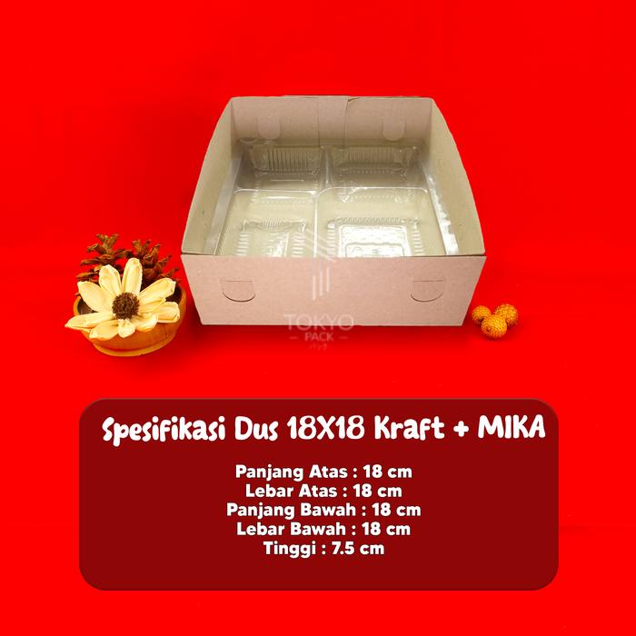 Gambar Kotak Nasi Kraft 18x18 Kotak Nasi  / Kotak Kue Snack - Box+Tutup+Mika dari Tokyo Pack undefined Tokopedia