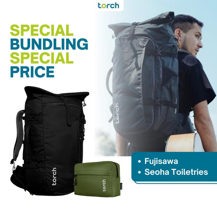 Gambar [BUNDLING] Torch Tas Ransel Travel Backpack Anti AIr Fujisawa + Free Seoha Toiletries - Hitam dari Torch.id undefined Tokopedia