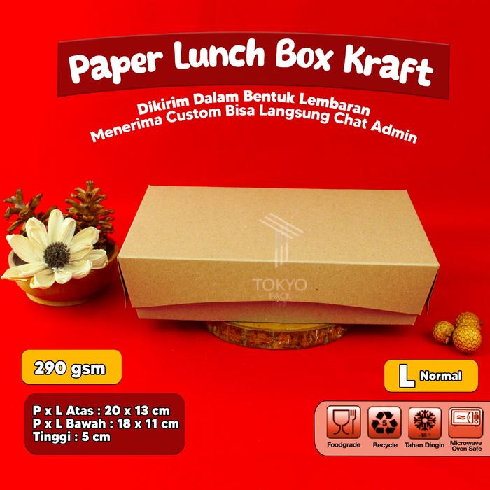 Gambar PAPER LUNCH BOX L BAHAN KRAFT/LUNCH BOX PAPER L COKLAT - Kraft L Normal dari Tokyo Pack undefined Tokopedia