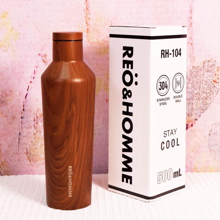 Gambar Botol Thermos Stainless RH-104 Tumbler Vacuum Flask Aesthetic 500ml - Wood dari Kioslunchbox bogor Kota Bogor Tokopedia