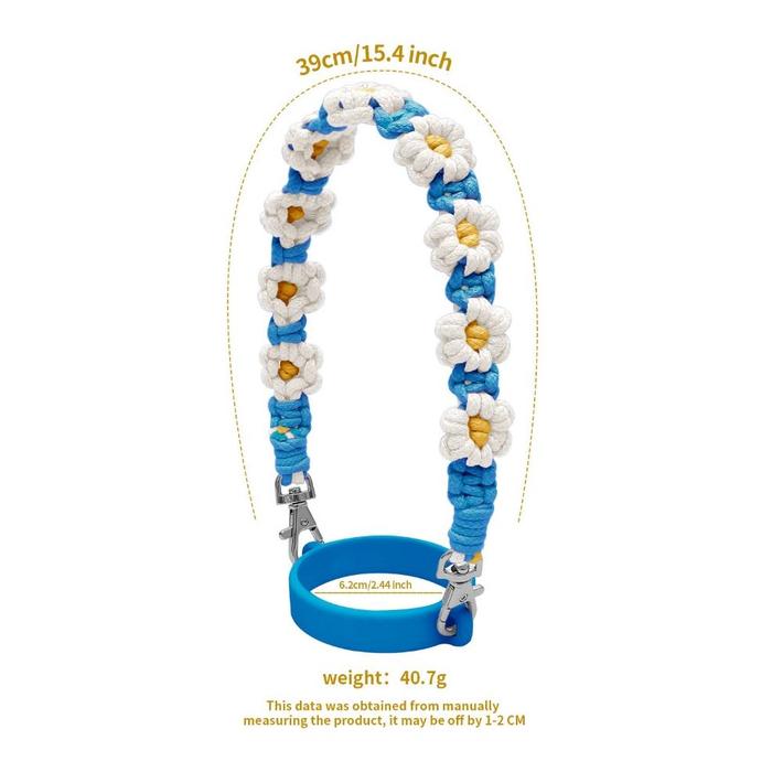 Gambar SUNNIE Macrame Tumbler Holder / Tali gantungan tumbler botol minum Stanley Owala Dengan Silicone bx12 - Blue FLower dari Pestapox undefined Tokopedia