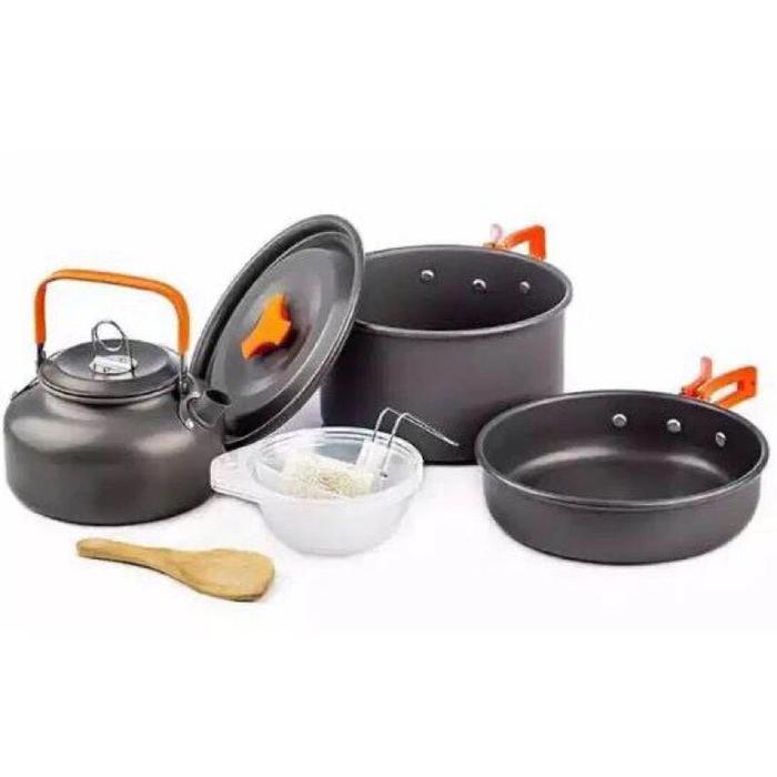 Gambar Alat Masak Camping LWY DS 308 Plus Teko Cooking Set 3-4 Orang Porsi Nesting Alat Masak Camping Outdoor - DS 308 Orange dari Tendaki Jakarta undefined Tokopedia