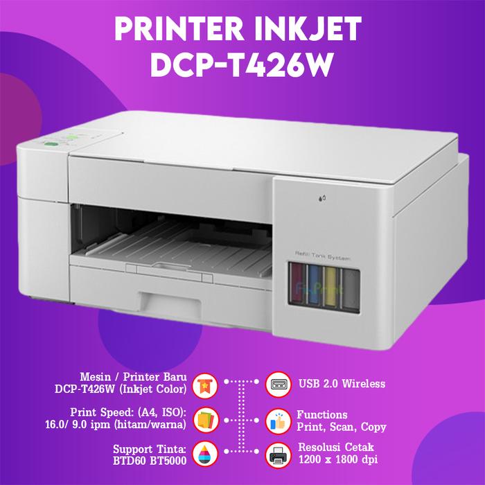 Gambar Printer Brother MFC-T930DW T920DW DCP T426DW T830DW T820DW T720DW T730DW Wireless Multifungsi Duplex LAN FAX All In One A4 Bergaransi - T426WTanpaTinta dari FixPrint Indonesia undefined Tokopedia