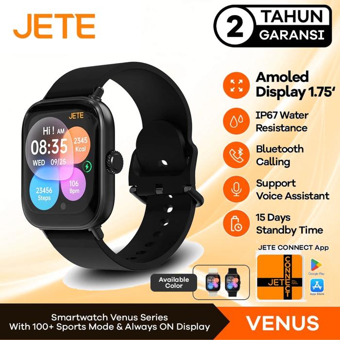 Gambar Smartwatch JETE VENUS Amoled SP02 Bluetooth Calling IP67 with 100 Sport Mode - Garansi Resmi 2 Tahu - Black dari Gadget Point Store indonesia undefined Tokopedia