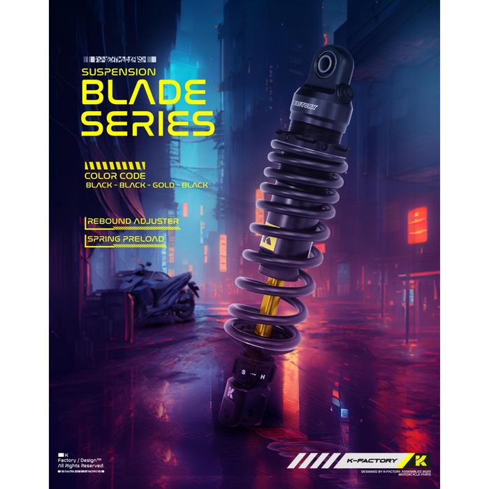 Gambar SHOCKBREAKER SHOCK BELAKANG MIO BEAT VARIO XEON FINO SCOOPY FREEGO LEXI DLL 310 MM K FACTORY BLADE PRO - Black Series dari Lestari Motor 2 undefined Tokopedia