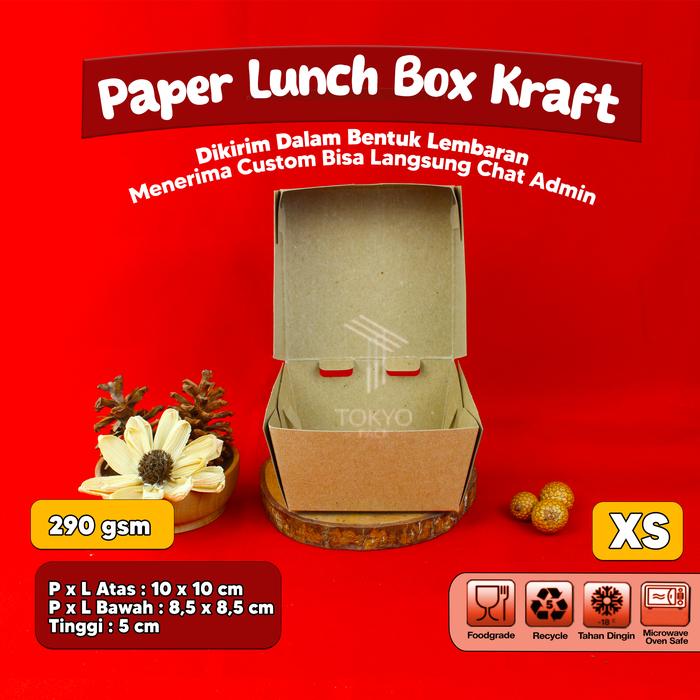 Gambar PAPER LUNCH BOX BAHAN KRAFT/LUNCH BOX PAPER COKLAT SIZE M , L , S - Xtra Small dari Tokyo Pack undefined Tokopedia