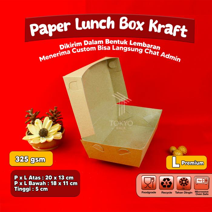 Gambar PAPER LUNCH BOX L BAHAN KRAFT/LUNCH BOX PAPER L COKLAT - Kraft L Premium dari Tokyo Pack undefined Tokopedia