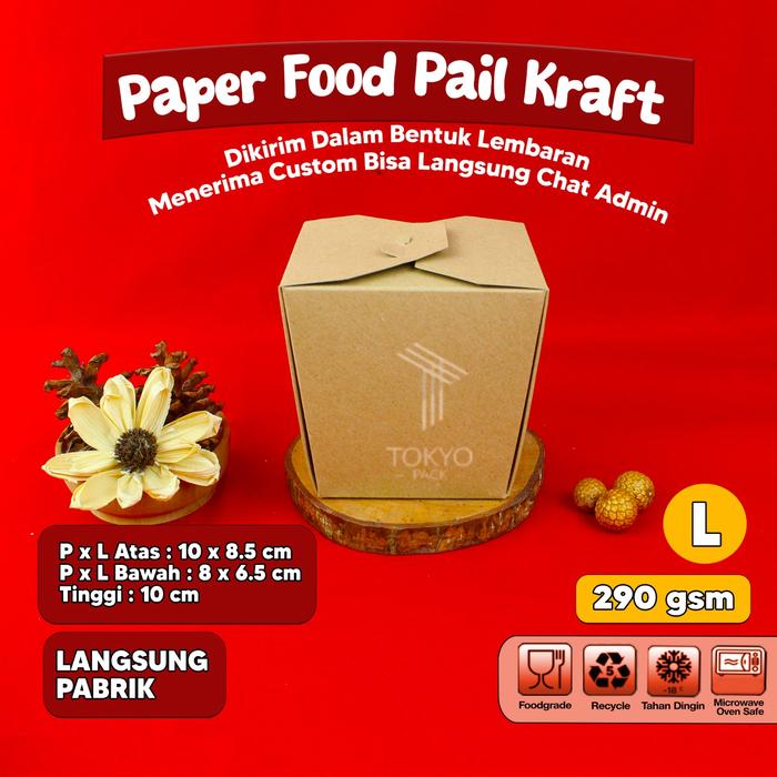 Gambar PAPER FOOD PAIL /RICE BOX PAPER/FOOD PAIL BOX MEDIUM/LARGE - FOOD PAIL L dari Tokyo Pack undefined Tokopedia