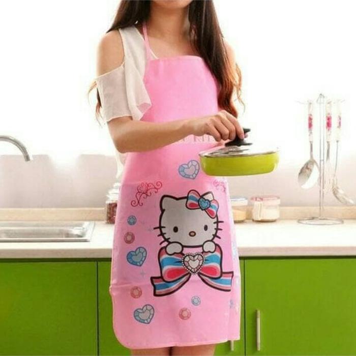Gambar Apron Celemek Anak / Dewasa Karakter Praktis & Lucu - Anti Air & Minyak - Hello Kitty dari jualjemuran undefined Tokopedia