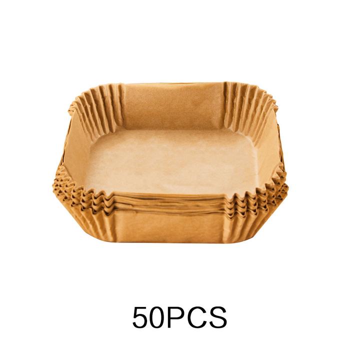 Gambar 50 PCS Kertas Alas Air Fryer Persegi Paper Liner Oilproof Non Stick Anti Lengket Tahan Minyak Baking Paper - Alat, Kitchenware - Cokelat, 20cm dari RESO_STORE_ undefined Tokopedia