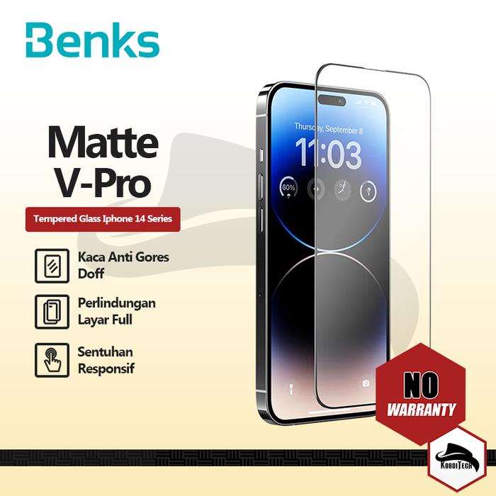 Gambar TEMPERED GLASS BENKS V PRO ANTI GLARE MATTE SCREEN PROTECTOR IPHONE - 14 PROMAX 6.7 dari KoboiTech undefined Tokopedia
