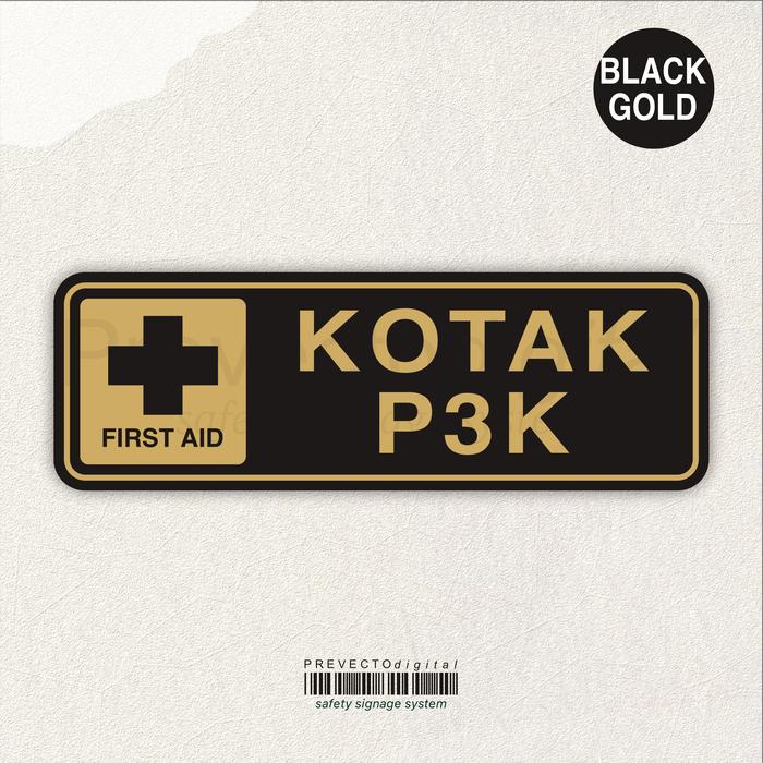 Gambar Sticker Safety Sign K3 Kotak P3K Stiker Label Model Landscape - Black Gold, 45x15cm dari prevecto digital undefined Tokopedia