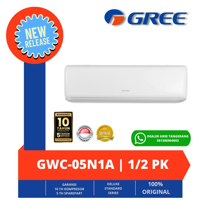 Gambar AC GREE SPLIT STANDARD 1/2 PK GWC-05N1A | AC GREE SPLIT 1/2 PK DELUXE STANDARD GWC-05N1A | AC GREE 1/2 PK SPLIT 05N1A | AC 1/2 PK SPLIT STANDARD N1A | AC TANGERANG BSD MURAH BERKUALITAS - UNIT ONLY dari DEALER GREE TANGERANG undefined Tokopedia