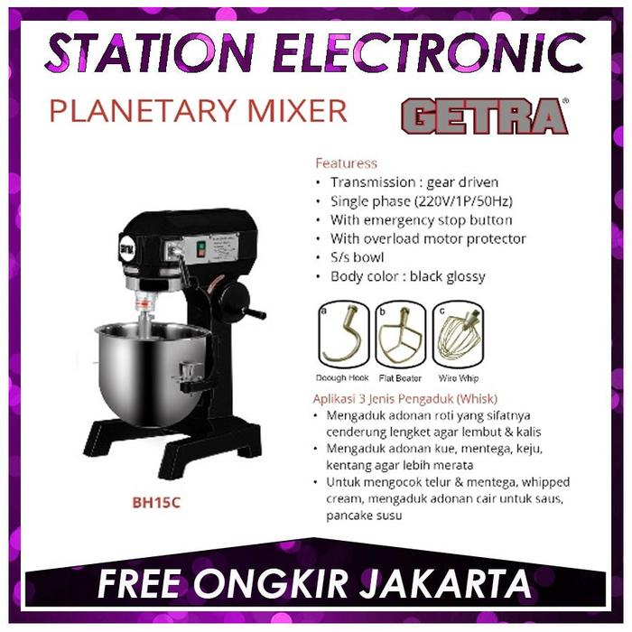 Gambar GETRA Planetary Mixer BH-10C Black / Mixer Roti 10 Liter GETRA BLACK BH10C - BH15C dari Station Electronic undefined Tokopedia