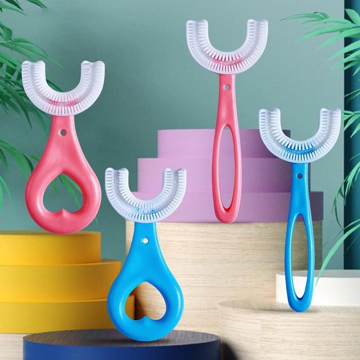 Gambar KS Sikat Gigi Anak Bentuk U Bahan Silikon Training Toothbrush Bayi Balita Bulu Halus Lembut U Shape - Besar (6-12Thn) dari Kyurosu undefined Tokopedia