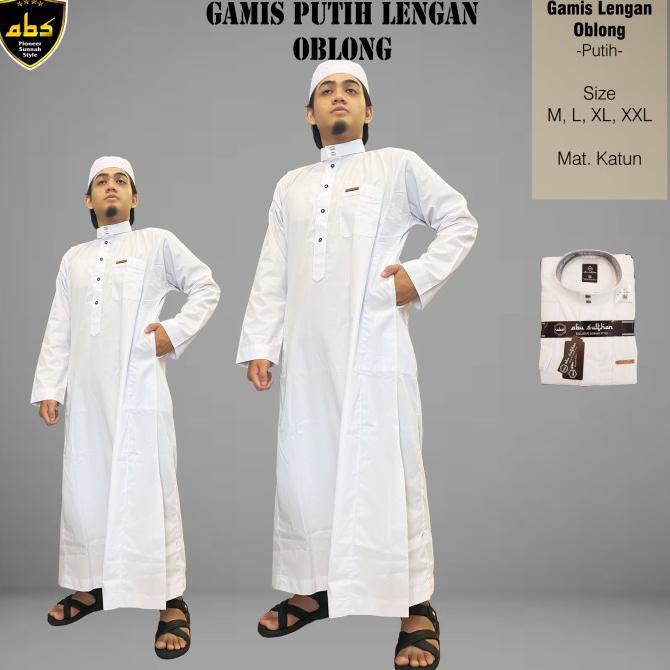 Gambar Abu Sulthan Jubah Pria Lengan Panjang Putih Busana Gamis Pria Oblong P TERLARIS - Tipis, XL dari toko kamimi undefined Tokopedia