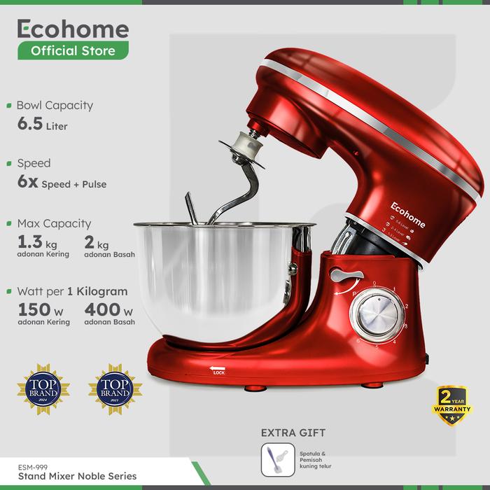 Gambar Ecohome Stand Mixer Noble Series ESM-999 Noble 6,5L - Burgundy Red dari Ecohome Kab. Tangerang Tokopedia