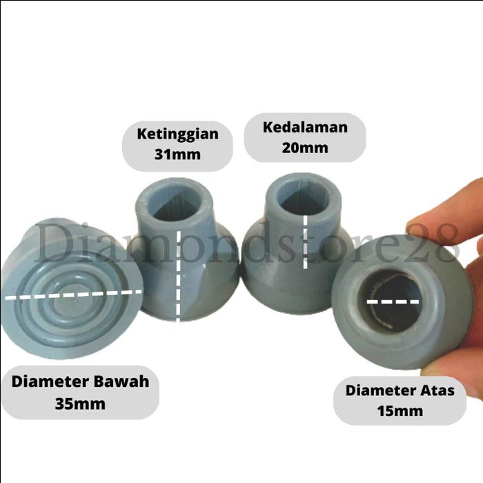 Gambar Karet Tongkat Kaki Tiga / Empat Karet Bawah Tongkat Kaki 3 / Kaki 4 - Diameter 15mm dari Diamondstore28 undefined Tokopedia