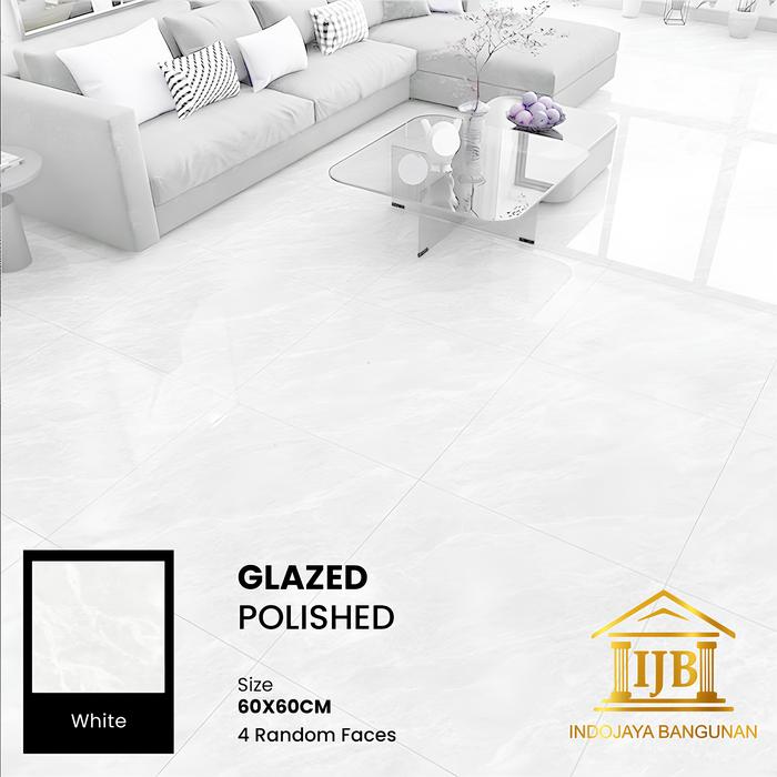 Gambar Granit Polished Licin Kilap 60x60 60 x 60 CM Granite Cream Hitam Merah Putih Abu & Corak - Eleanor White dari INDOJAYA BANGUNAN BDG undefined Tokopedia