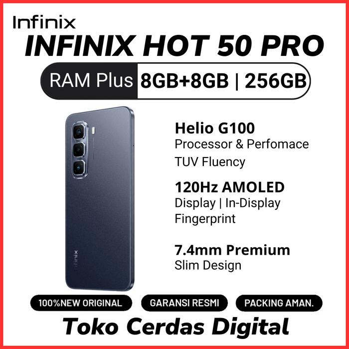 Gambar Infinix Hot 50 Pro 8/256GB Garansi Resmi 12 Bulan - Black dari TokoCerdasDigital undefined Tokopedia