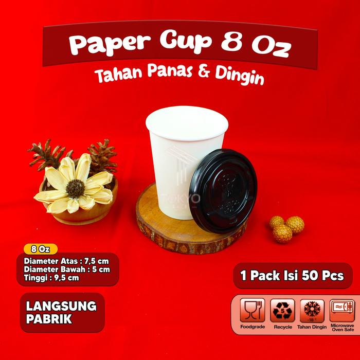 Promo Paper cup 8 oz / Gelas Kertas Kopi / Paper Cup Hot n Cold - Putih ...