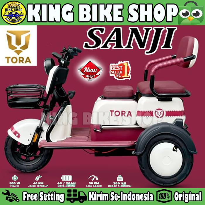 Gambar Sepeda Listrik Roda Tiga TORA SANJI 800 Watt Garansi Resmi - Red dari King Bike Shop undefined Tokopedia