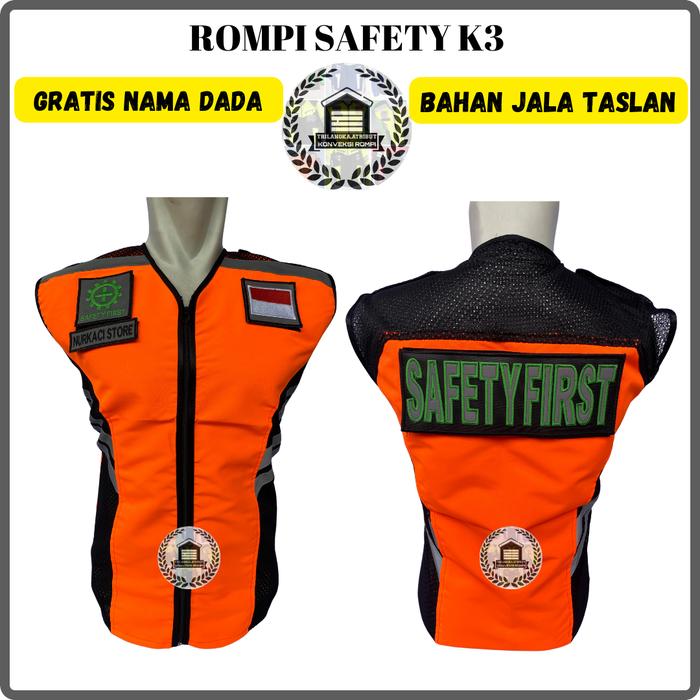 Gambar Gratis Nama Dada - Rompi Safety Vest K3 Rompi Kerja Lapangan Proyek Serbaguna Merah - Biru - Kuning - Hijau - S dari Konveksi trilangka undefined Tokopedia
