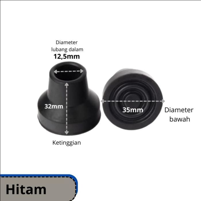 Gambar Karet Tongkat Kaki Tiga / Empat Karet Bawah Tongkat Kaki 3 / Kaki 4 - D.12,5-Hitam dari Diamondstore28 undefined Tokopedia