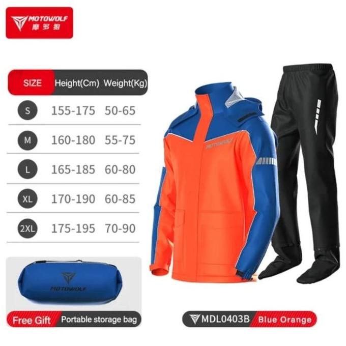 Gambar Termurah Raincoat Motowolf Jas Hujan Ponco Premium Waterproof MDL0403 Ori - Orange Blue, S dari Erlanda Zakaria undefined Tokopedia