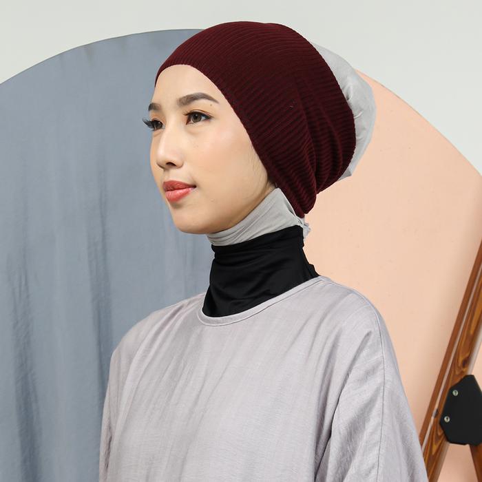 Gambar Umama Scarf - Aksesoris Hijab Terbaru Bandana Ciput Rajut Polos - maroon dari Umama Scarf_NEW undefined Tokopedia