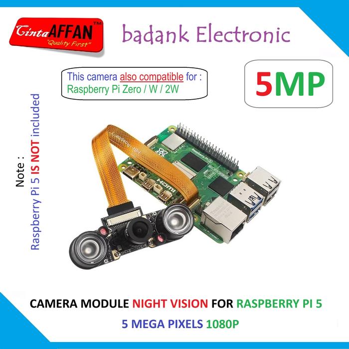 Gambar Camera Module 5MP Night Vision (with-IR) for Raspberry Pi 5 dari badank Electronic undefined Tokopedia
