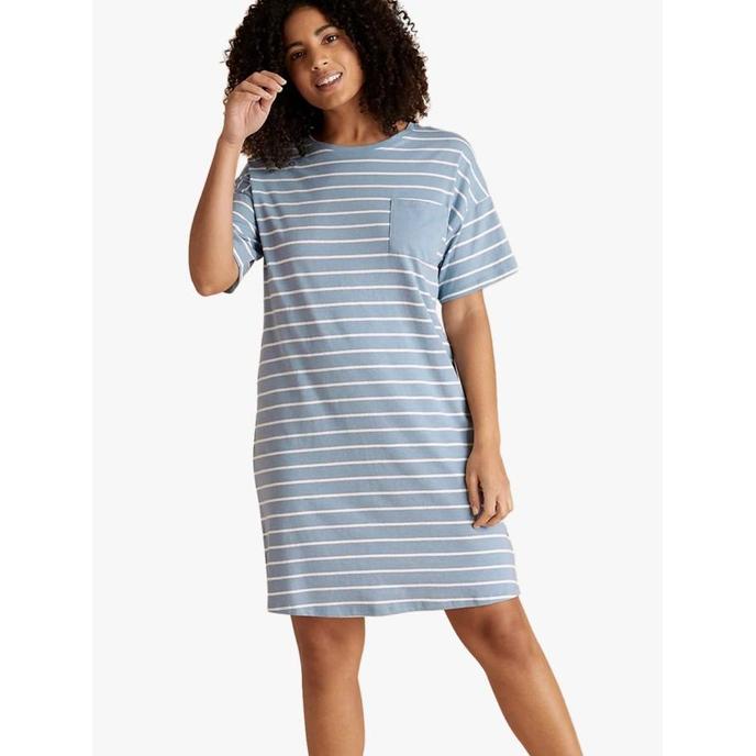 Gambar 100% NEW MARKS & SPENCER - DASTER WANITA - COTTON STRIPE PRINT SHORT NIGHTDRESS HAPPY SHOPING - BLUE MIX, 10 dari Jeli jali shop undefined Tokopedia