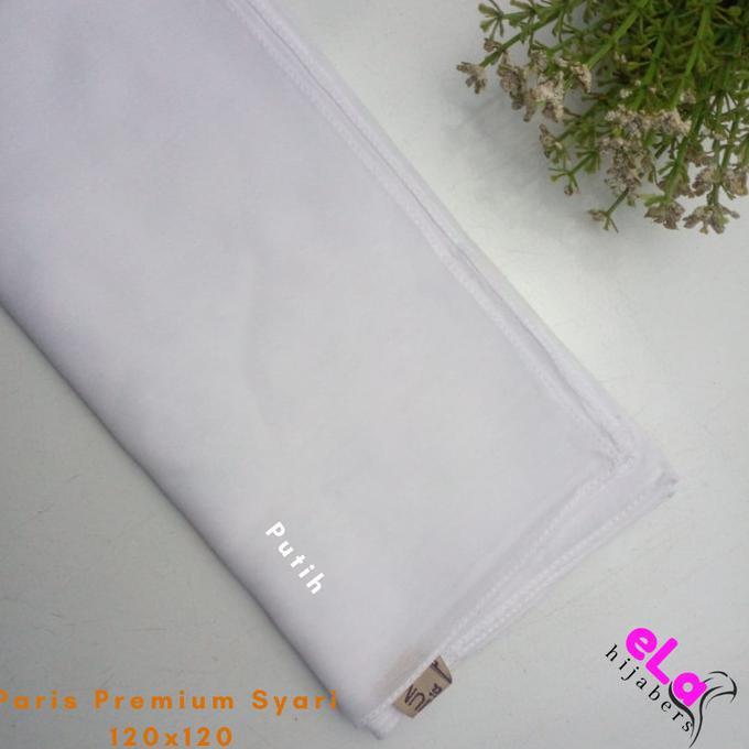 Gambar Hijab Paris Premium Syari jilbab Segiempat Polos 120x120 Syar'i - Putih dari kusinamaranda undefined Tokopedia