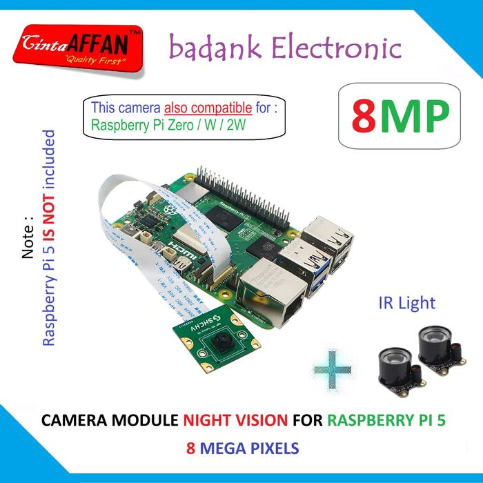 Gambar Camera Module 8MP Night Vision (with-IR) for Raspberry Pi 5 dari badank Electronic undefined Tokopedia