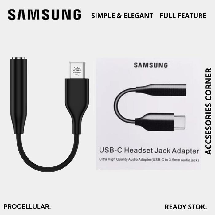 Samsung Converter Type C to Audio Jack Headset S21 Plus Ultra Hitam