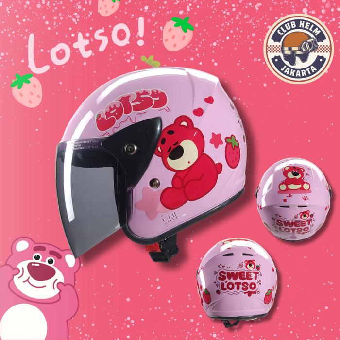 Gambar Helm Anak Junior Kop Cowo Cewe Karakter Kuromi Ungu - Putih - Lotso Pink, Size L dari CLUB HELM JKT undefined Tokopedia