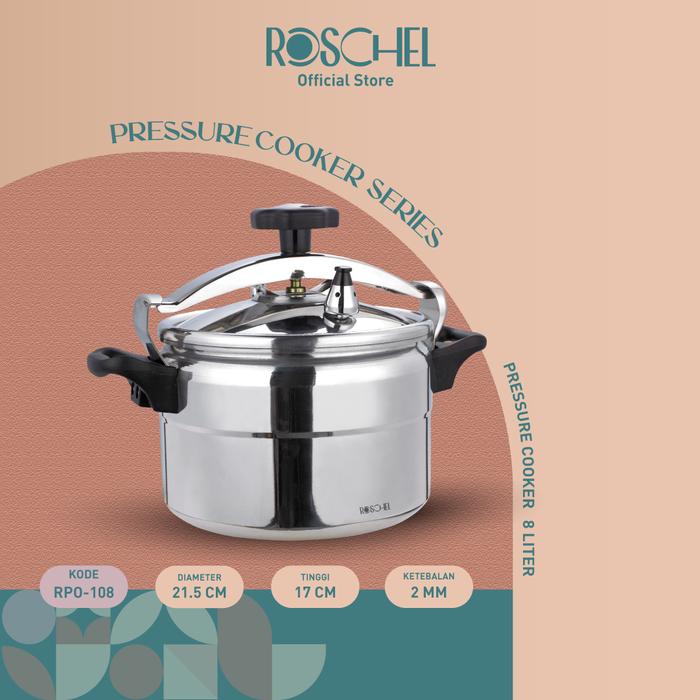 Gambar [Exclusive pilihanmamud] Roschel Pressure Cooker High Grade Aluminium 3003 Panci Presto 8 Liter Induksi RPO-108 - Pressure 12L dari Roschel Home undefined Tokopedia