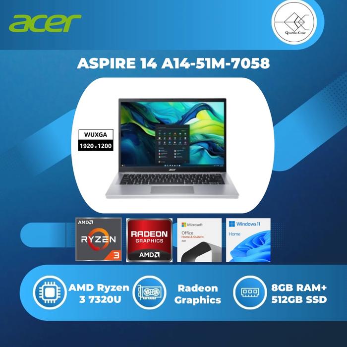 Gambar ACER ASPIRE GO AG14-21P-R499 RYZEN 3 7320U 8GB 512GB 14"WUXGA TN W11+OHS - UNIT ONLY dari Quattro Comp ID undefined Tokopedia