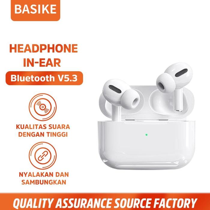 Gambar BASIKE Headset Bluetooth 5.3 AirPods 5th Generation Wireless TWS Earphone iPhone Noise Cancelling - TW03C dari SpeedHub Auto undefined Tokopedia