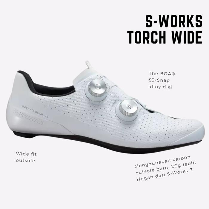 Jual SEPATU CLEAT ROADBIKE SWORKS TORCH WIDE/LEBAR WHITE 37