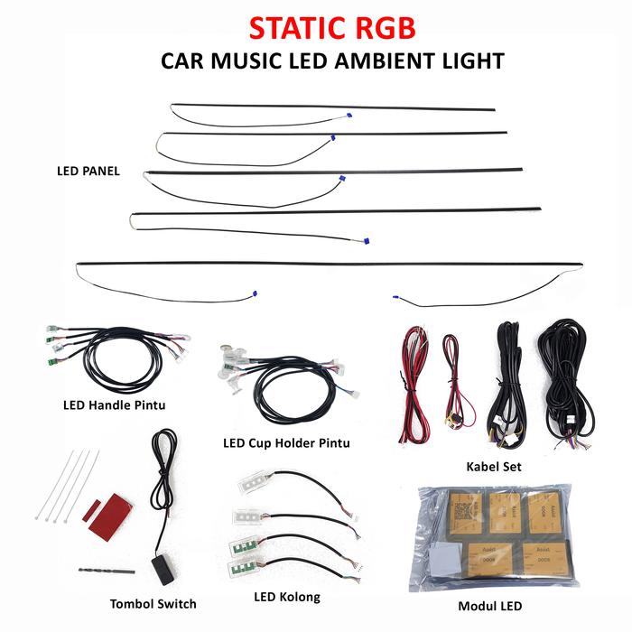 Gambar Car Premium Ambient Light Symphony RGB LED Interior Bluetooth 18 LED - Static RGB dari GudangHID undefined Tokopedia